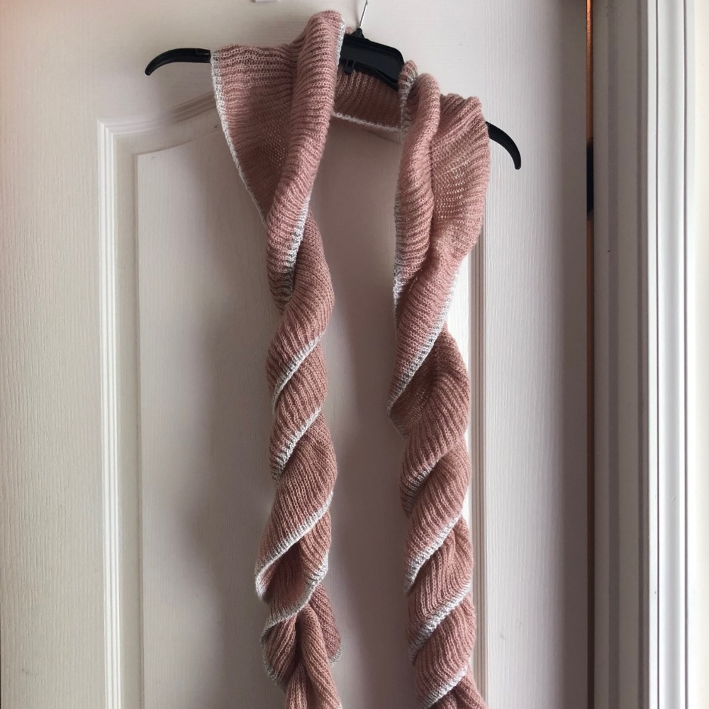 Rouchee pink scarf with silver trimmings